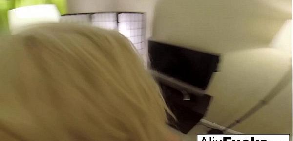  Gorgeous blondie Alix makes serious eye contact during POV sex